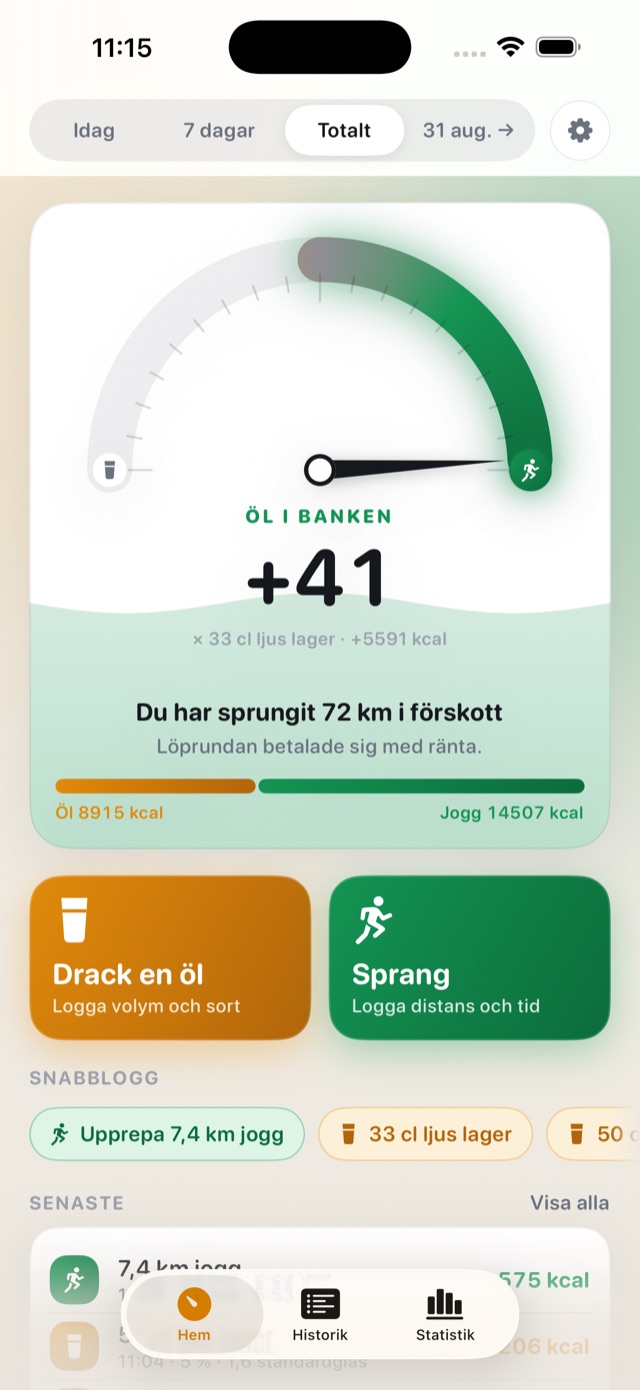 Hemskärmen med öl i banken: +41 öl