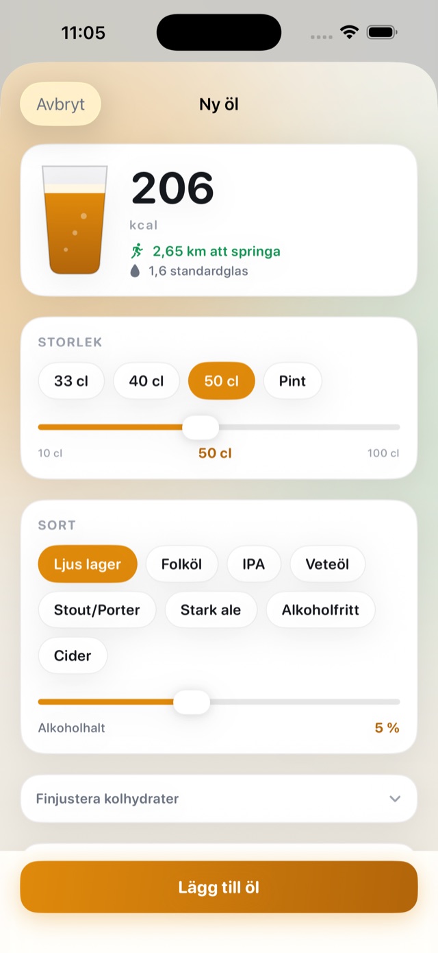 Arket Ny öl med storlek, sort och alkoholhalt